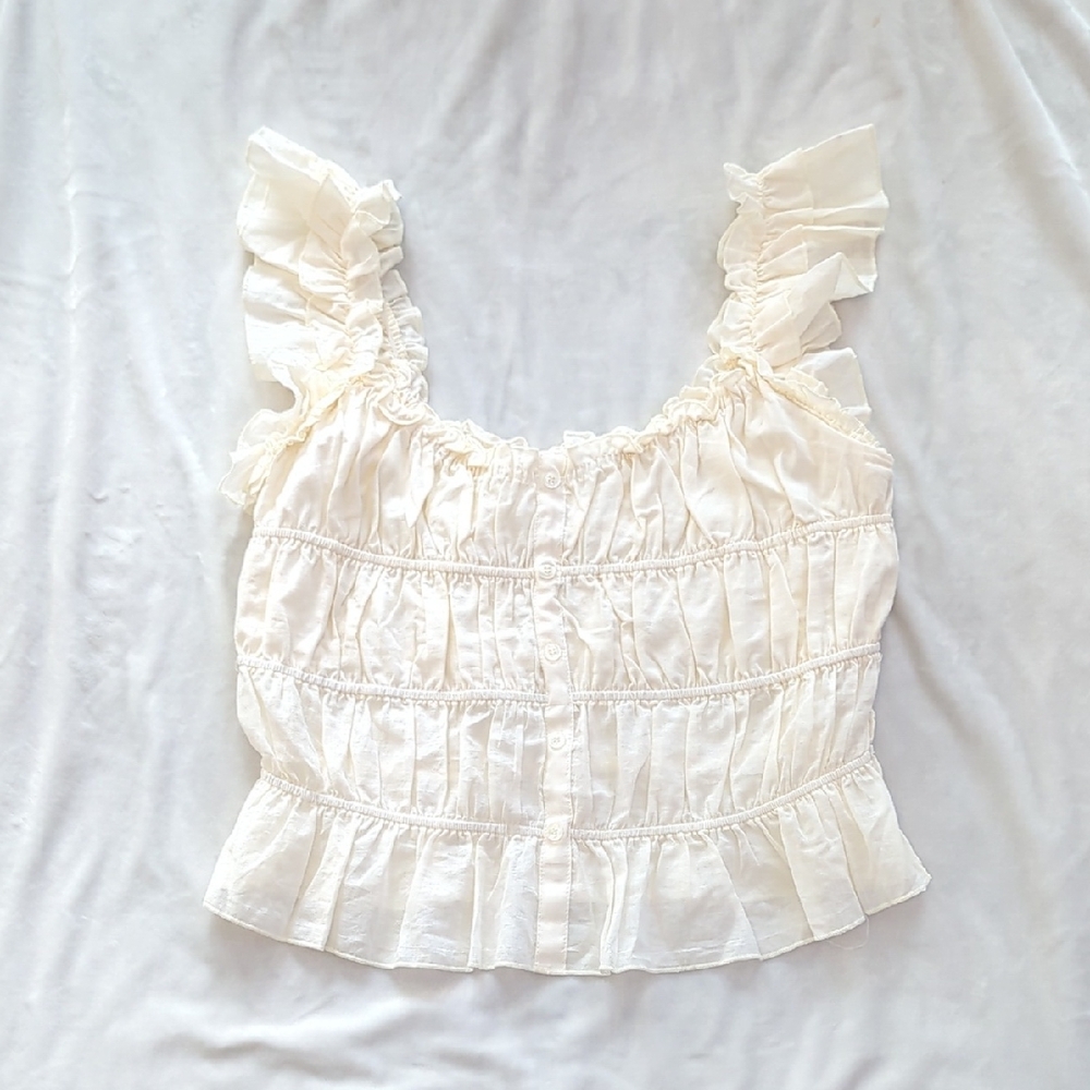 Elegant Shyanne White Ruffled Women's Top